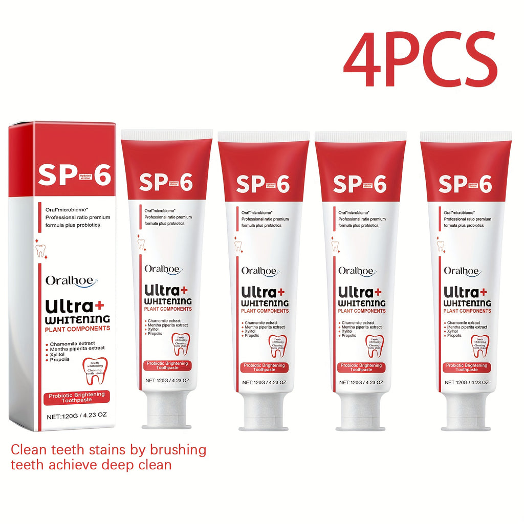 120g*4pcs Probiotic Whitening Toothpaste, Oral Cleaning Odor Removal and Teeth Gum Care Toothpaste
