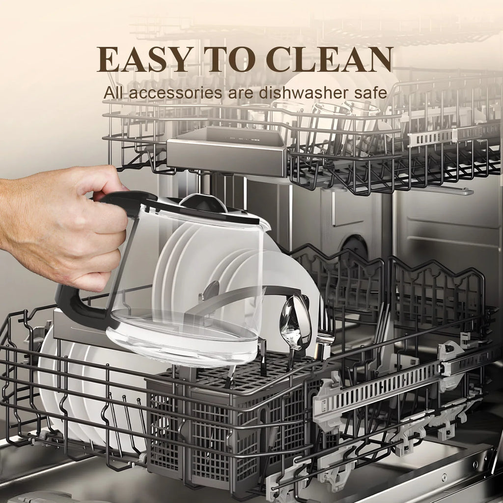 Empstorm doorstep delivery services 11D 120v electric rechargeable glass pot 12cups black drip coffee machine for commercial use