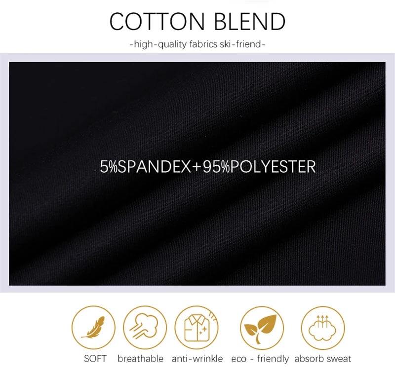 TFETTERS Pink Shirt Men Spring Autumn Mens Long Sleeve Business Shirt Polyester Slim Fit  Formal Dress Shirts for Men Clothing