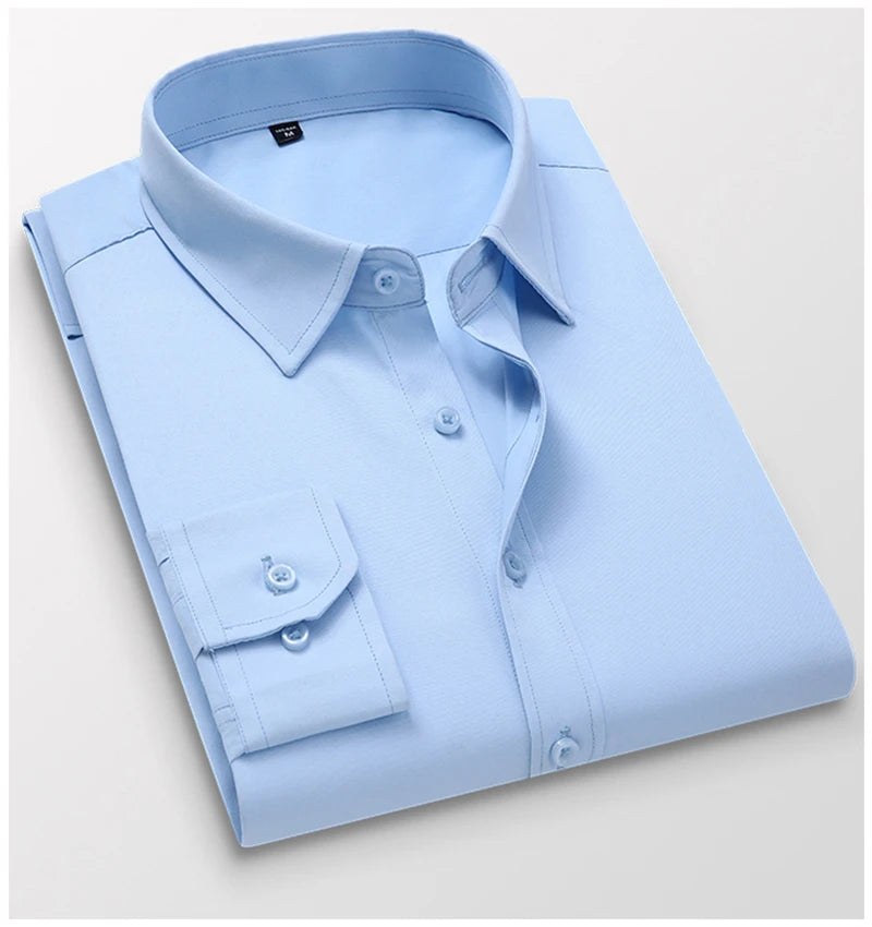 TFETTERS Pink Shirt Men Spring Autumn Mens Long Sleeve Business Shirt Polyester Slim Fit  Formal Dress Shirts for Men Clothing