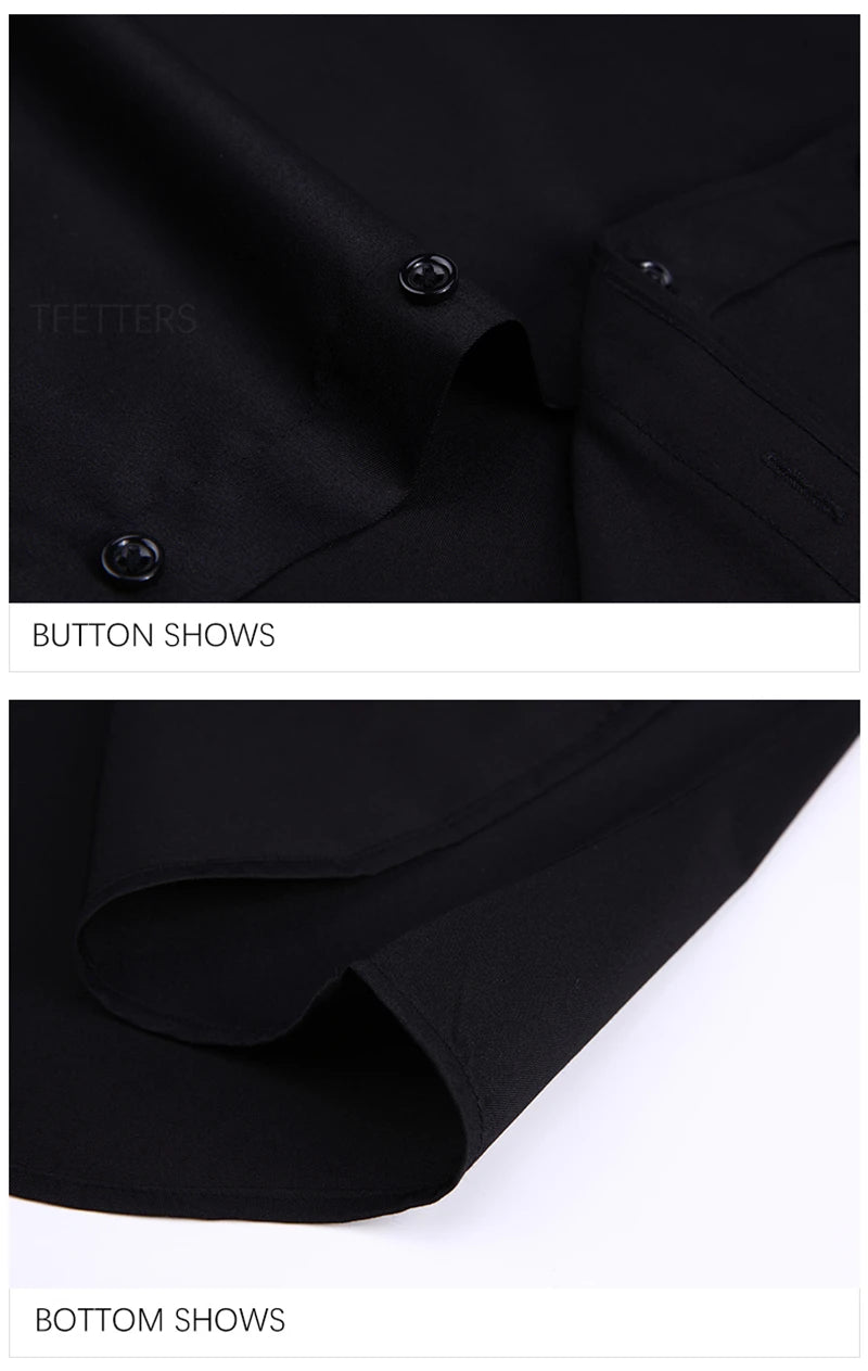 TFETTERS Pink Shirt Men Spring Autumn Mens Long Sleeve Business Shirt Polyester Slim Fit  Formal Dress Shirts for Men Clothing