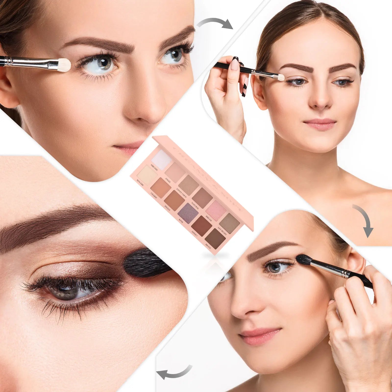 Las Chicas 12-Color Shimmer Matte Eyeshadow Palette Luminous & Metallic Finish Wholesale Pressed Powder Eye Makeup