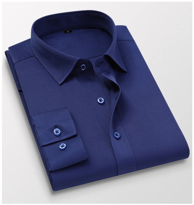 TFETTERS Pink Shirt Men Spring Autumn Mens Long Sleeve Business Shirt Polyester Slim Fit  Formal Dress Shirts for Men Clothing