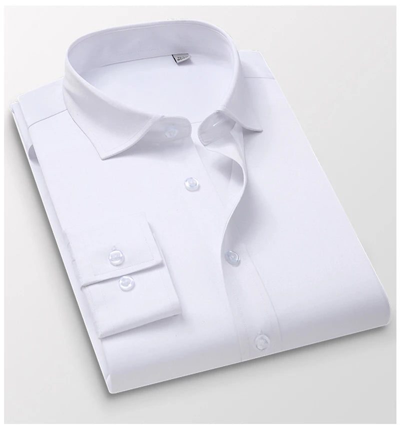 TFETTERS Pink Shirt Men Spring Autumn Mens Long Sleeve Business Shirt Polyester Slim Fit  Formal Dress Shirts for Men Clothing