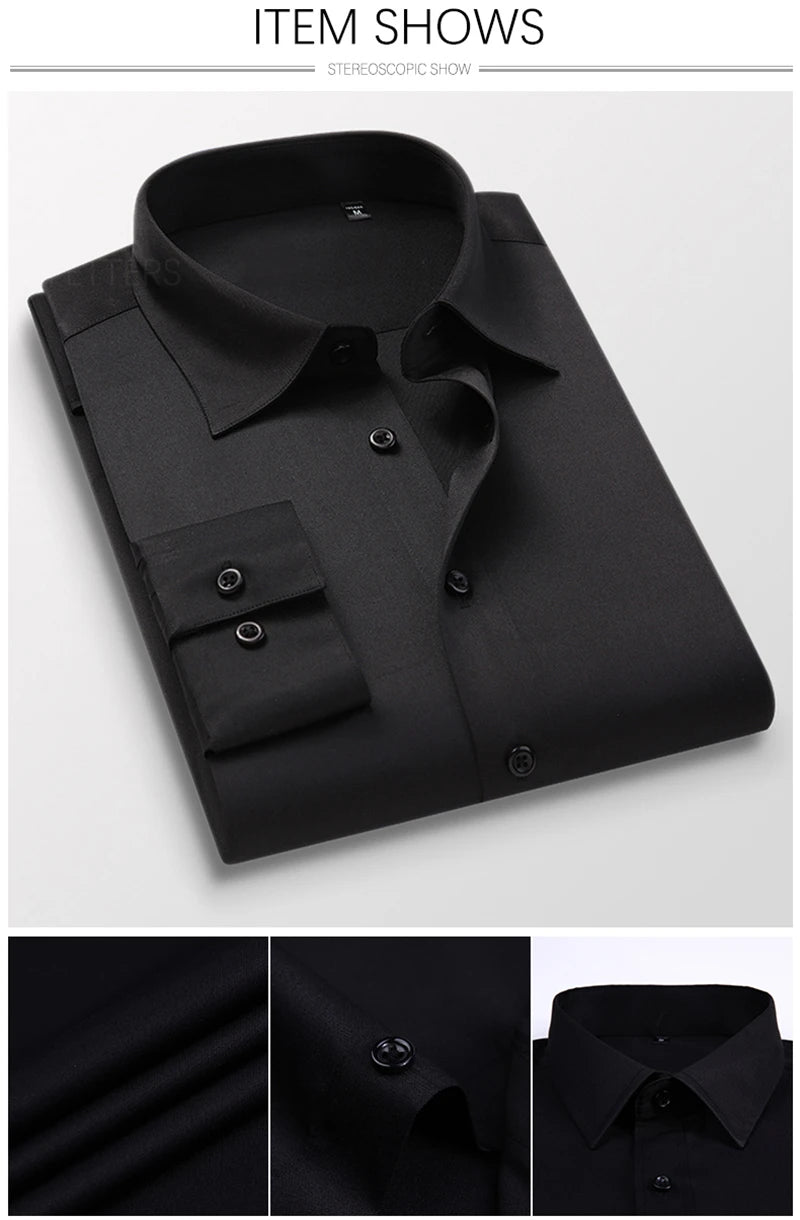 TFETTERS Pink Shirt Men Spring Autumn Mens Long Sleeve Business Shirt Polyester Slim Fit  Formal Dress Shirts for Men Clothing