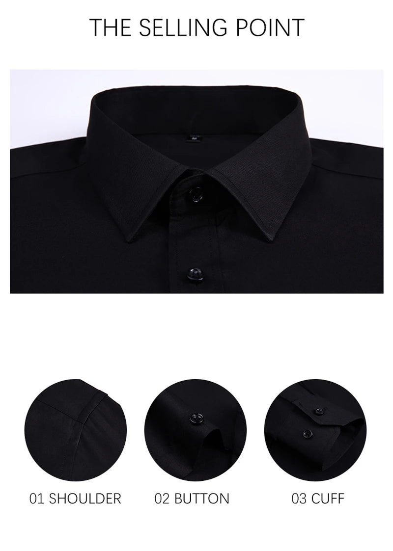 TFETTERS Pink Shirt Men Spring Autumn Mens Long Sleeve Business Shirt Polyester Slim Fit  Formal Dress Shirts for Men Clothing