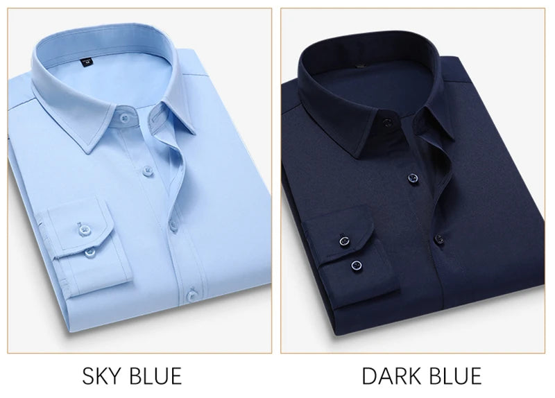 TFETTERS Pink Shirt Men Spring Autumn Mens Long Sleeve Business Shirt Polyester Slim Fit  Formal Dress Shirts for Men Clothing