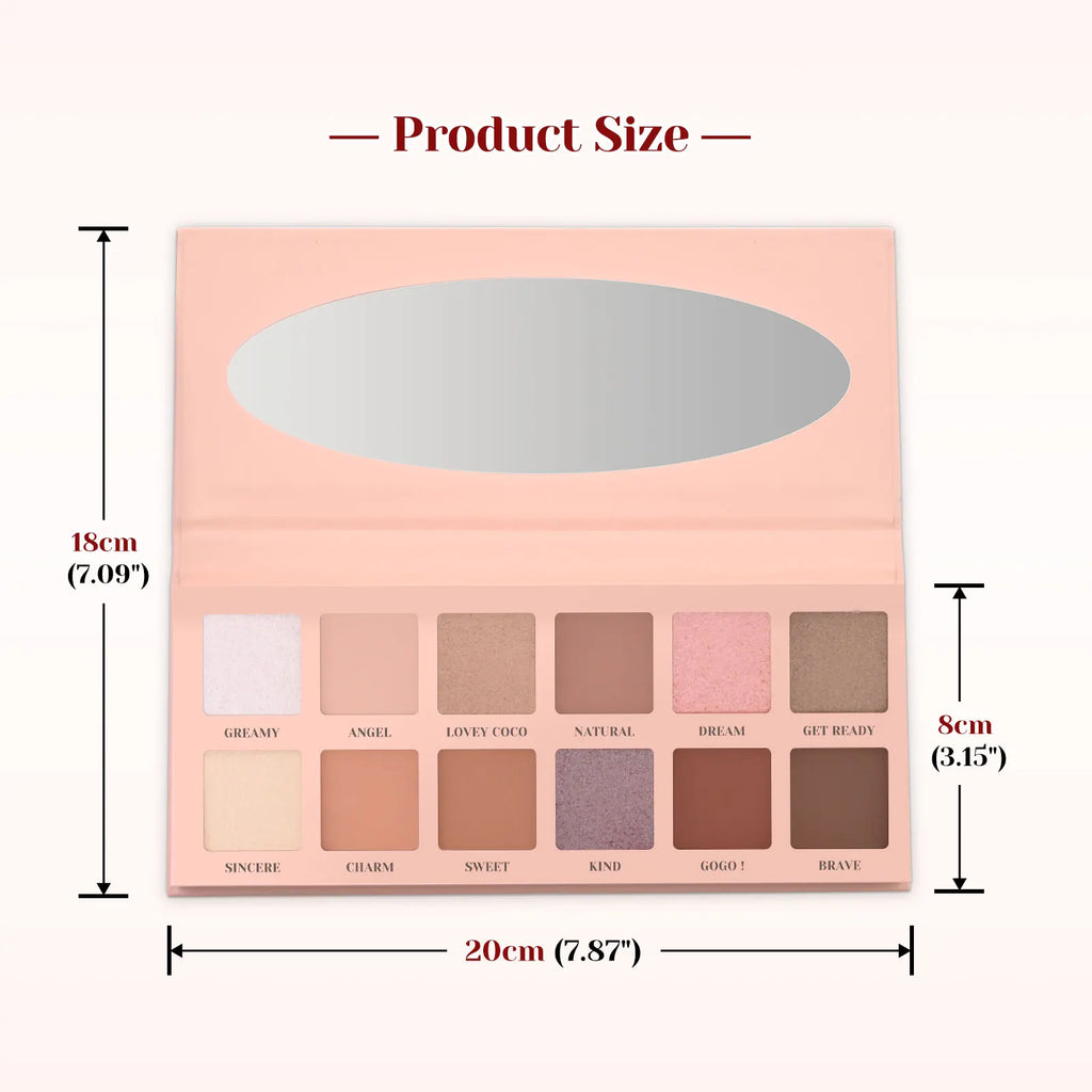 Las Chicas 12-Color Shimmer Matte Eyeshadow Palette Luminous & Metallic Finish Wholesale Pressed Powder Eye Makeup