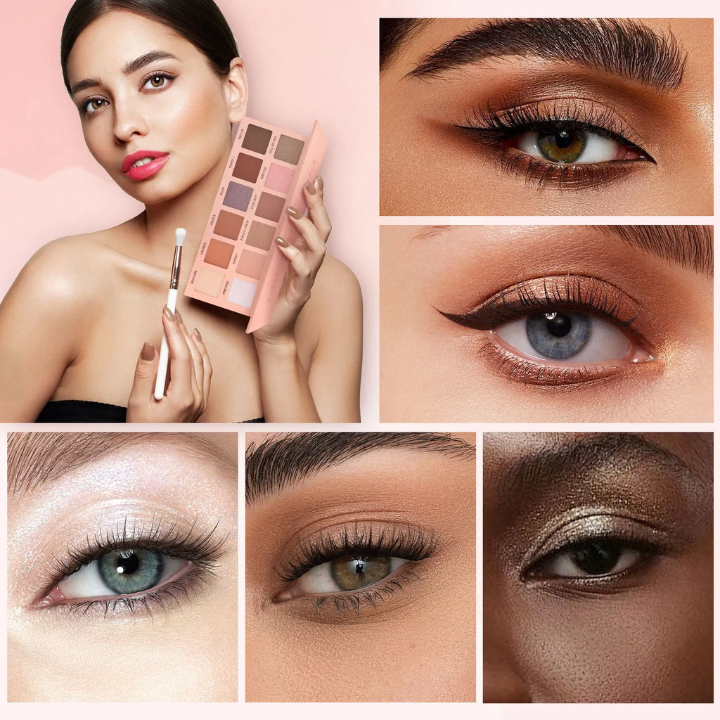 Las Chicas 12-Color Shimmer Matte Eyeshadow Palette Luminous & Metallic Finish Wholesale Pressed Powder Eye Makeup