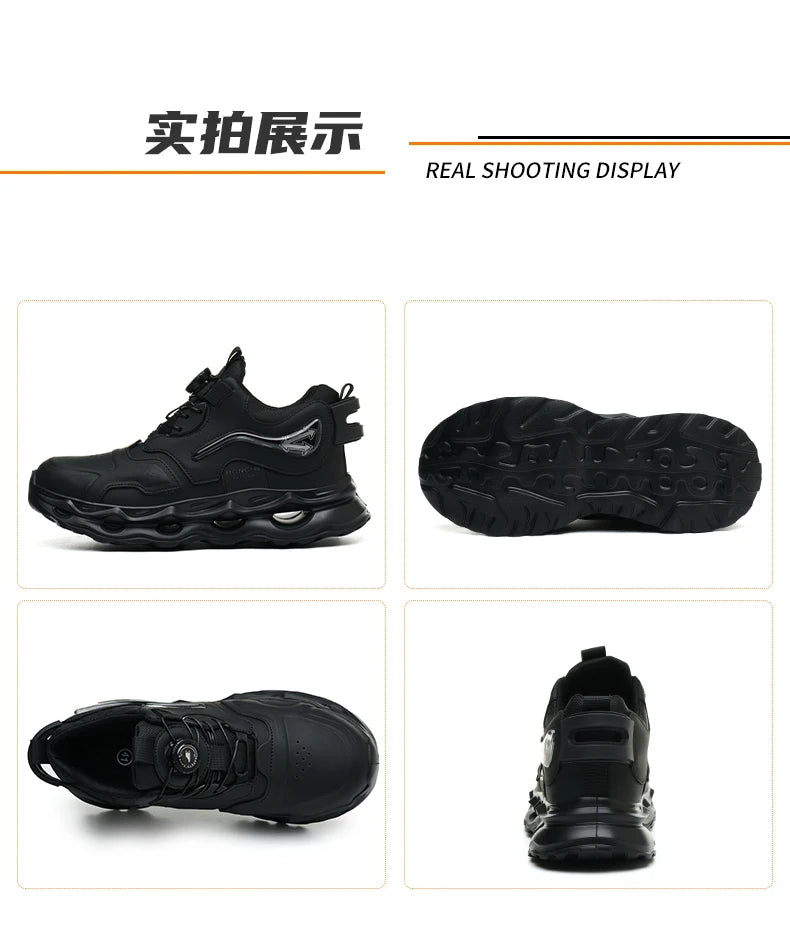 Waterproof Work Shoes For Men Anti-smash Anti puncture Safety Shoes Men boots Rotating Button Indestructible Shoes Male Sneakers