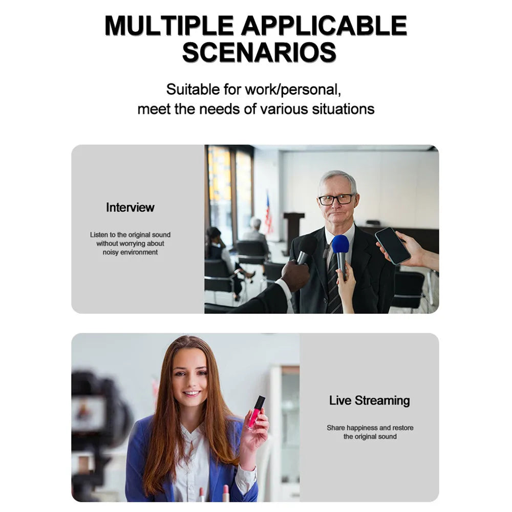 Wireless Lavalier Microphone Noise Cancelling Audio Video Recording Mini Mic for iPhone Android Xiaomi Live Broadcast Game Mic