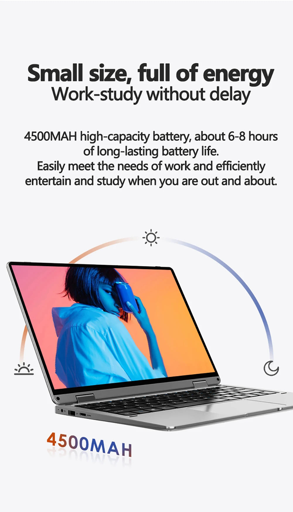 Laptop 11.6 Inch Intel Celeron N4020 360° flips HD Camera Touchscreens 6GB DDR4 2TB SSD 4500 mAH 2.8 GHz Lightweight Tablet