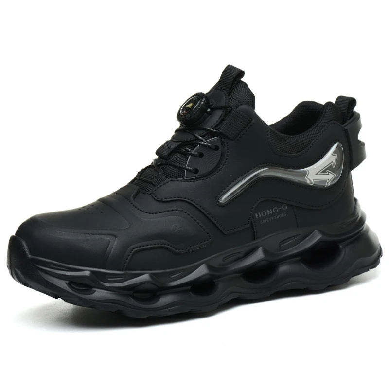 Waterproof Work Shoes For Men Anti-smash Anti puncture Safety Shoes Men boots Rotating Button Indestructible Shoes Male Sneakers