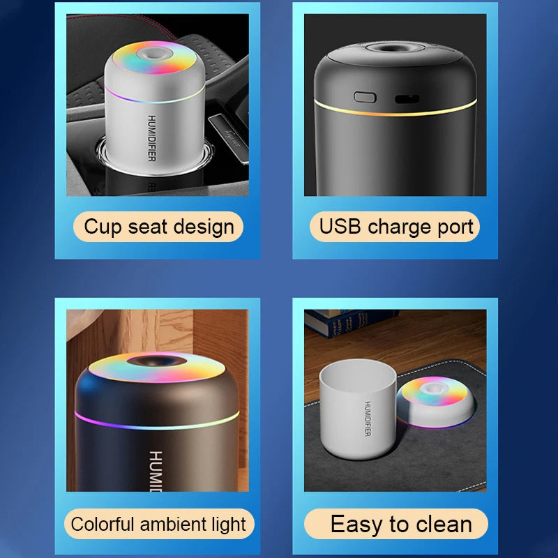 Mini Air Humidifier Usb Aroma Diffuser 180ml Essential Oil Purifier Cool Mist Sprayer Car Home Bedroom LED Desktop humidificador