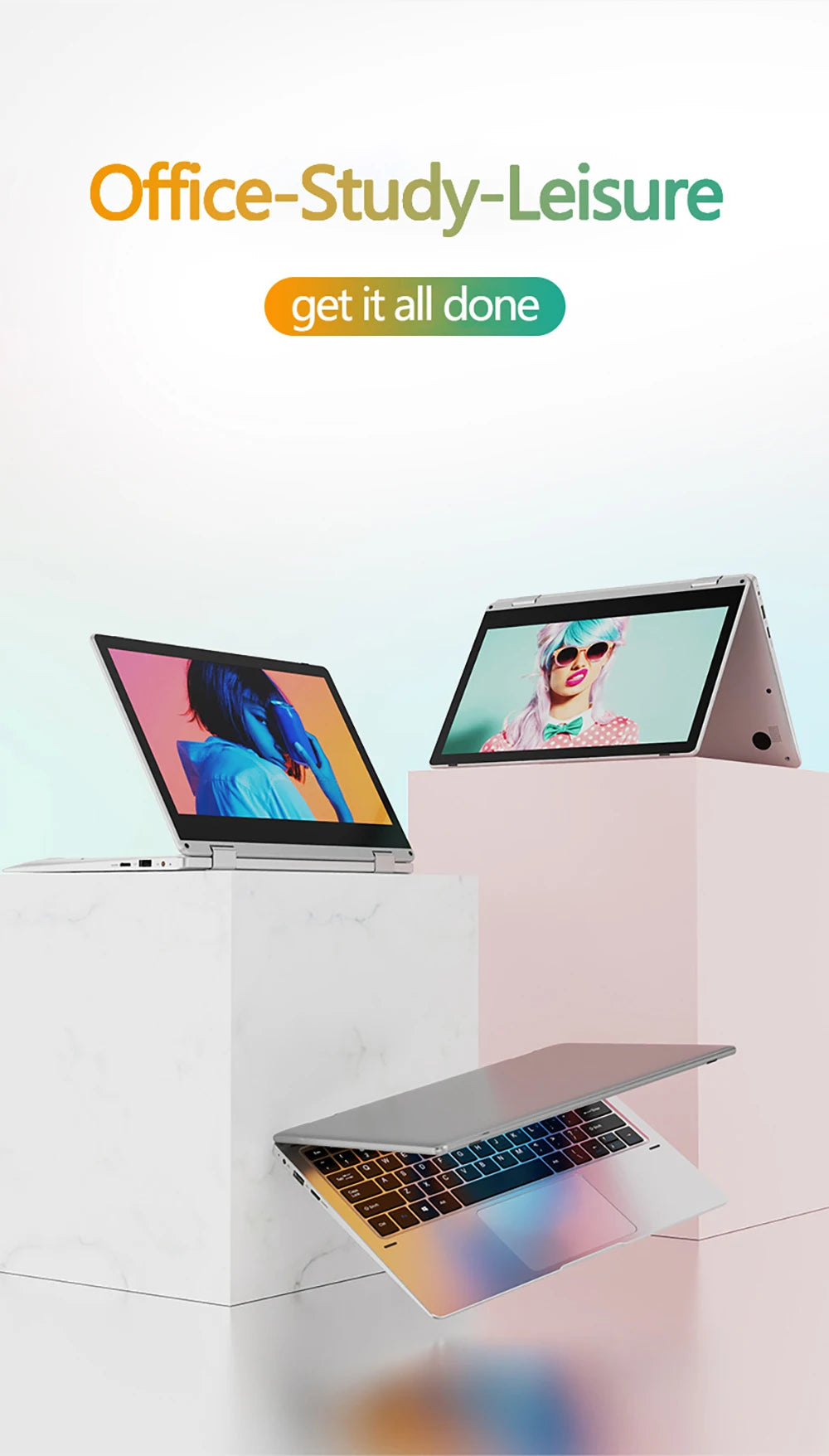 Laptop 11.6 Inch Intel Celeron N4020 360° flips HD Camera Touchscreens 6GB DDR4 2TB SSD 4500 mAH 2.8 GHz Lightweight Tablet