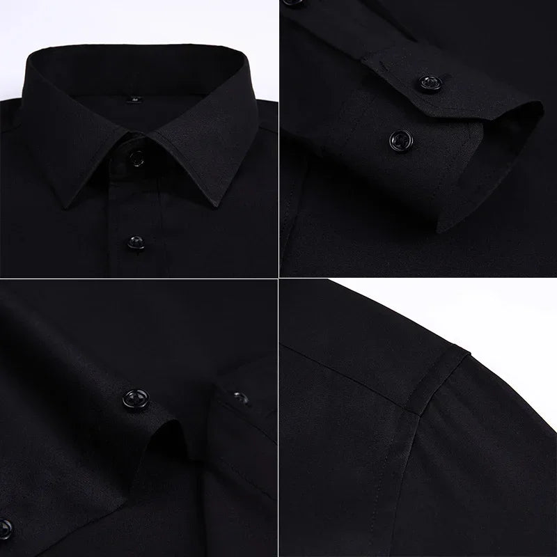 TFETTERS Pink Shirt Men Spring Autumn Mens Long Sleeve Business Shirt Polyester Slim Fit  Formal Dress Shirts for Men Clothing