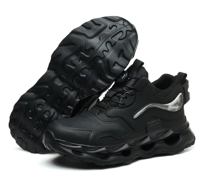 Waterproof Work Shoes For Men Anti-smash Anti puncture Safety Shoes Men boots Rotating Button Indestructible Shoes Male Sneakers