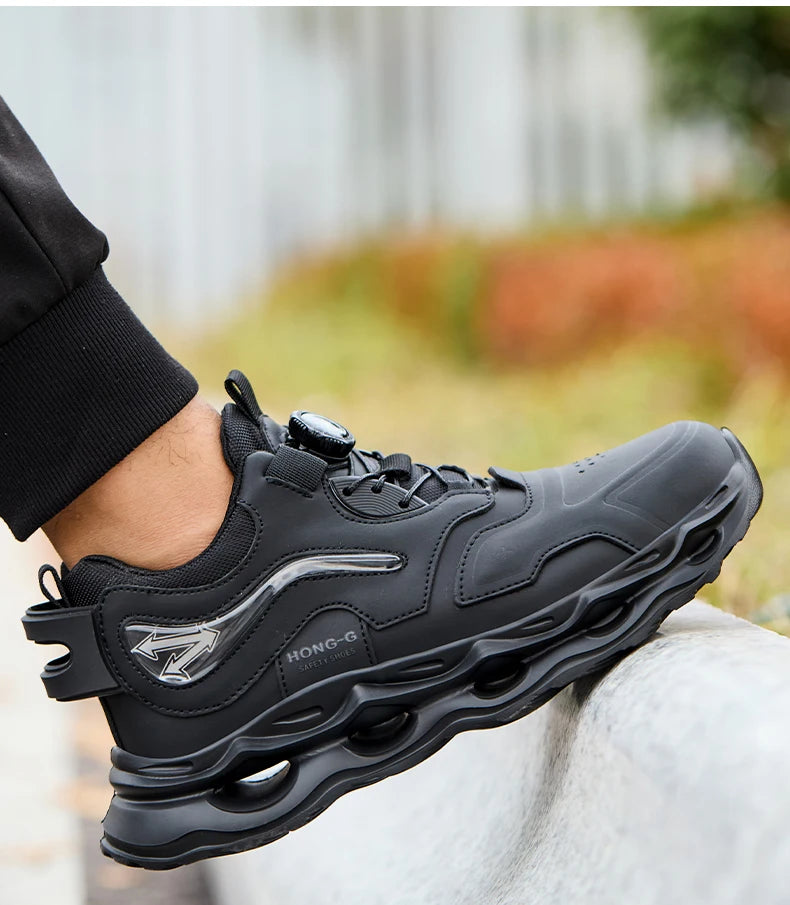 Waterproof Work Shoes For Men Anti-smash Anti puncture Safety Shoes Men boots Rotating Button Indestructible Shoes Male Sneakers