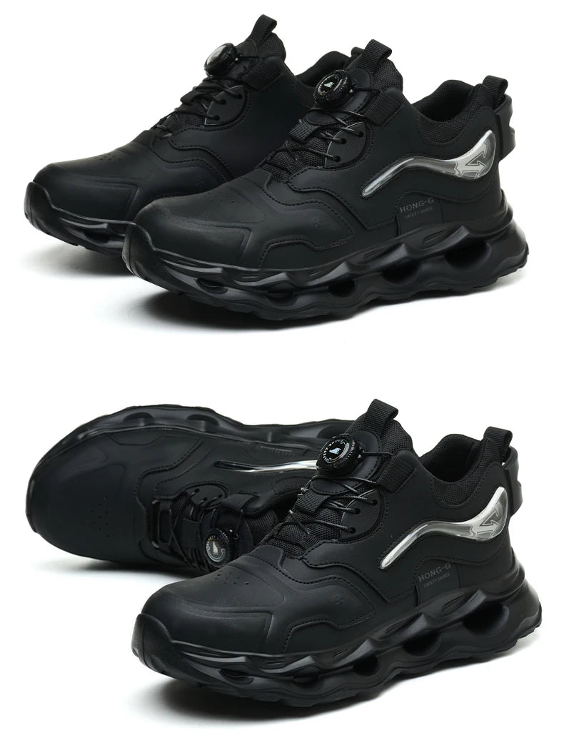 Waterproof Work Shoes For Men Anti-smash Anti puncture Safety Shoes Men boots Rotating Button Indestructible Shoes Male Sneakers
