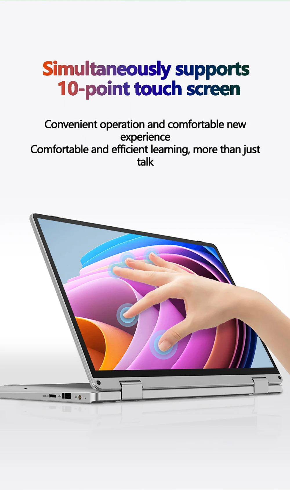 Laptop 11.6 Inch Intel Celeron N4020 360° flips HD Camera Touchscreens 6GB DDR4 2TB SSD 4500 mAH 2.8 GHz Lightweight Tablet