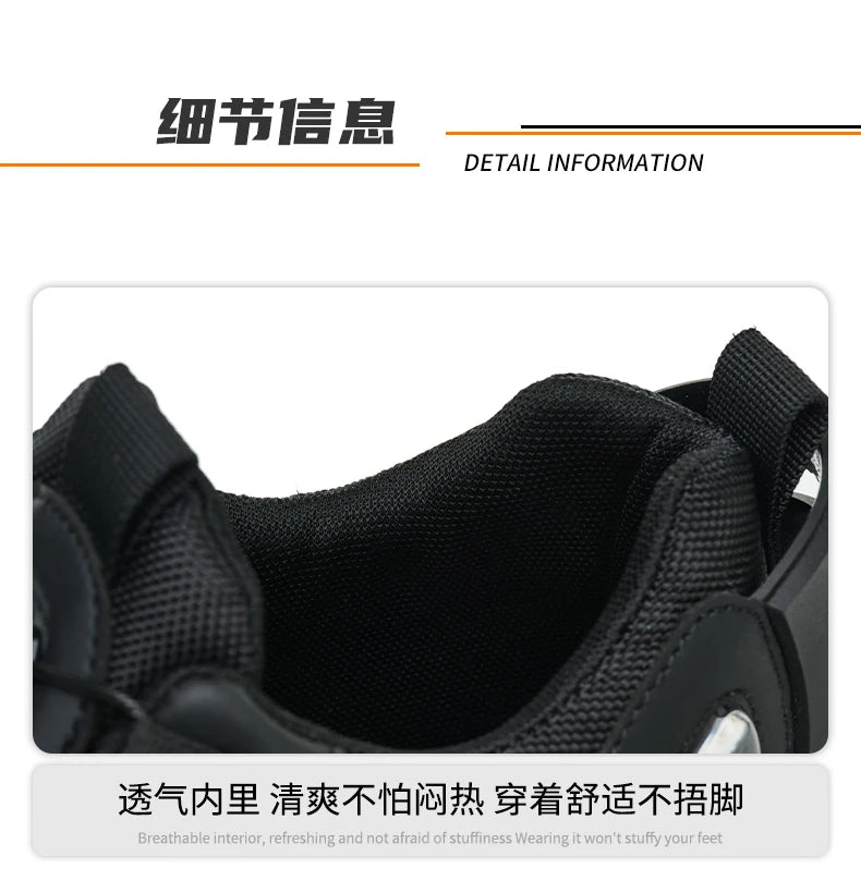 Waterproof Work Shoes For Men Anti-smash Anti puncture Safety Shoes Men boots Rotating Button Indestructible Shoes Male Sneakers
