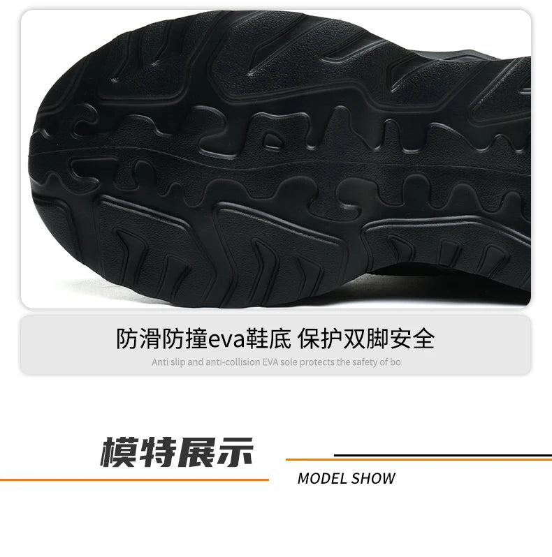 Waterproof Work Shoes For Men Anti-smash Anti puncture Safety Shoes Men boots Rotating Button Indestructible Shoes Male Sneakers