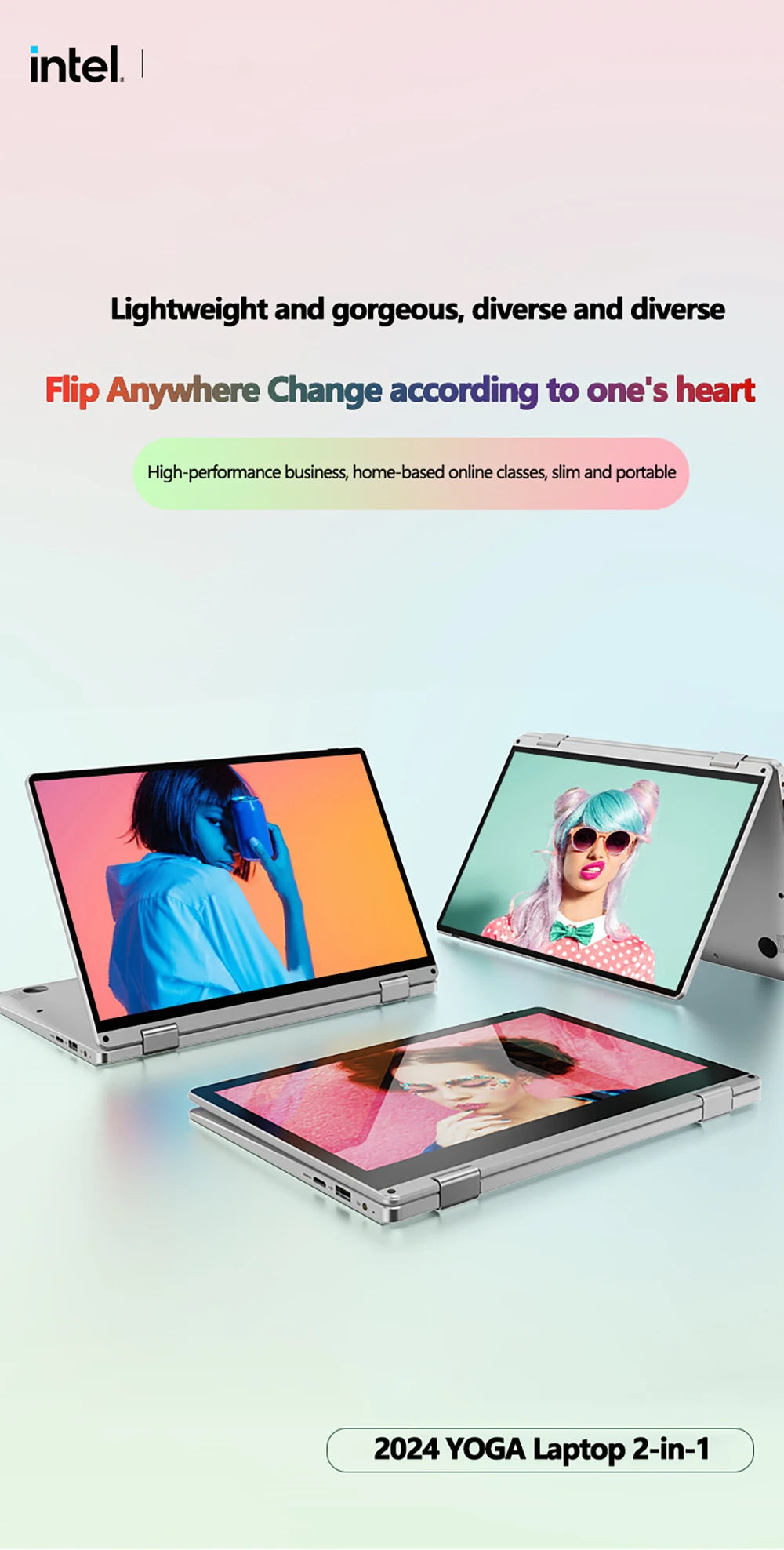 Laptop 11.6 Inch Intel Celeron N4020 360° flips HD Camera Touchscreens 6GB DDR4 2TB SSD 4500 mAH 2.8 GHz Lightweight Tablet