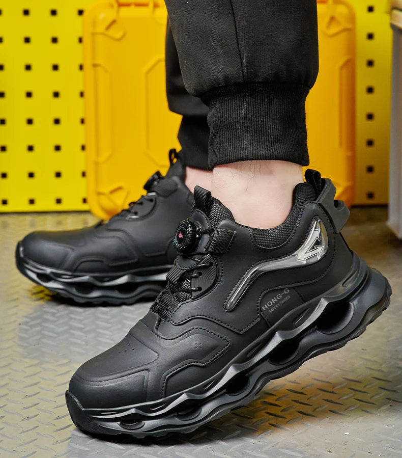 Waterproof Work Shoes For Men Anti-smash Anti puncture Safety Shoes Men boots Rotating Button Indestructible Shoes Male Sneakers