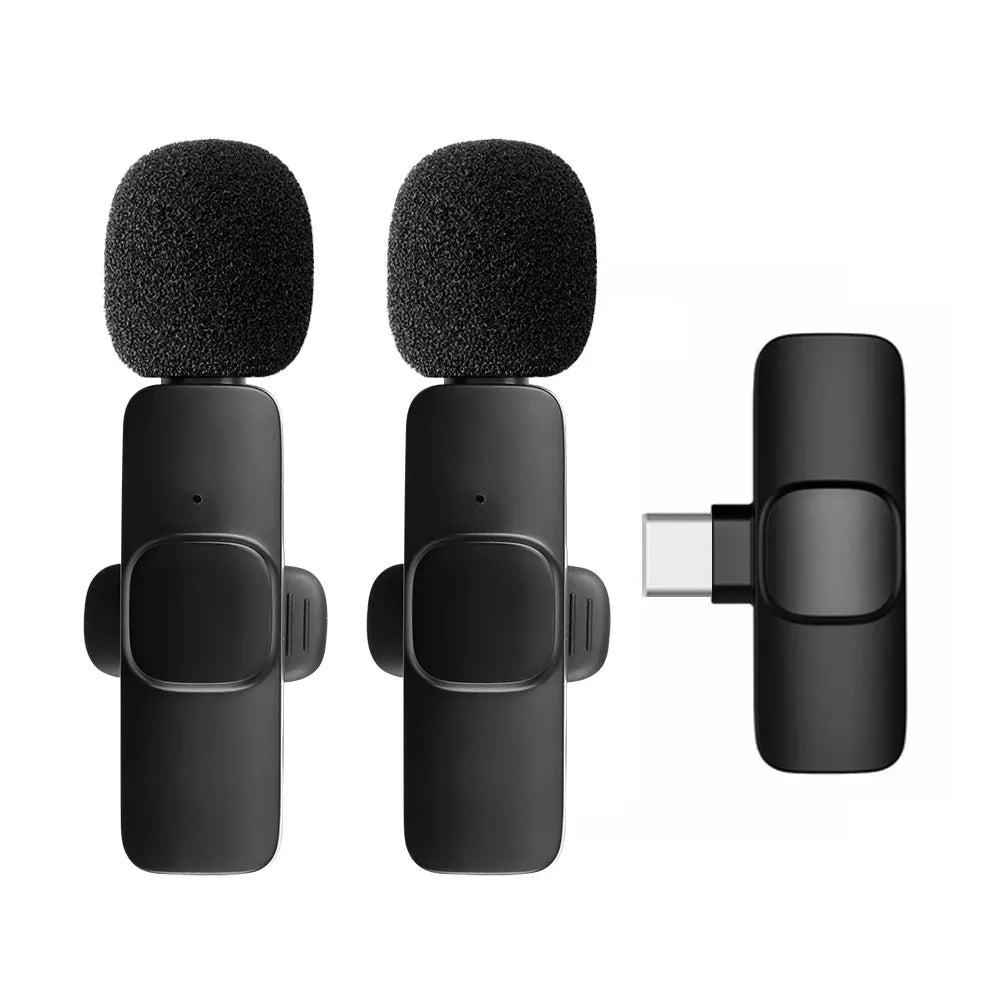 Wireless Lavalier Microphone Noise Cancelling Audio Video Recording Mini Mic for iPhone Android Xiaomi Live Broadcast Game Mic