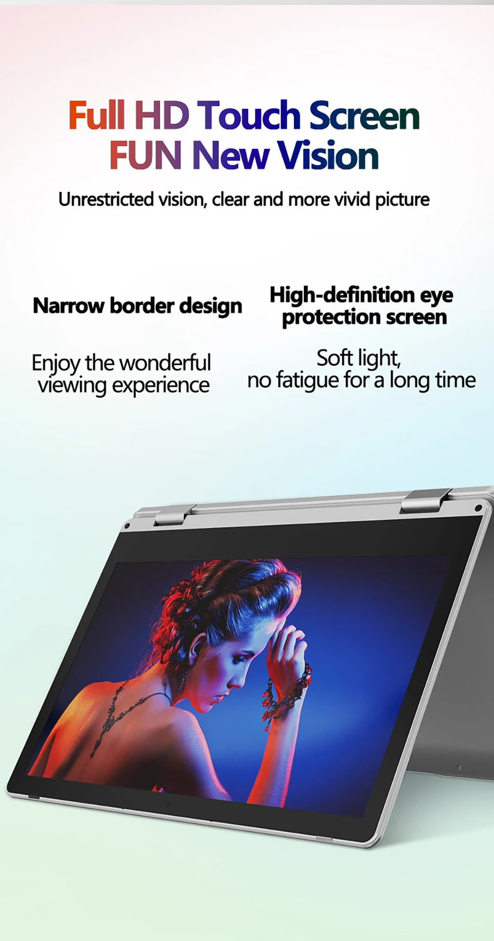 Laptop 11.6 Inch Intel Celeron N4020 360° flips HD Camera Touchscreens 6GB DDR4 2TB SSD 4500 mAH 2.8 GHz Lightweight Tablet